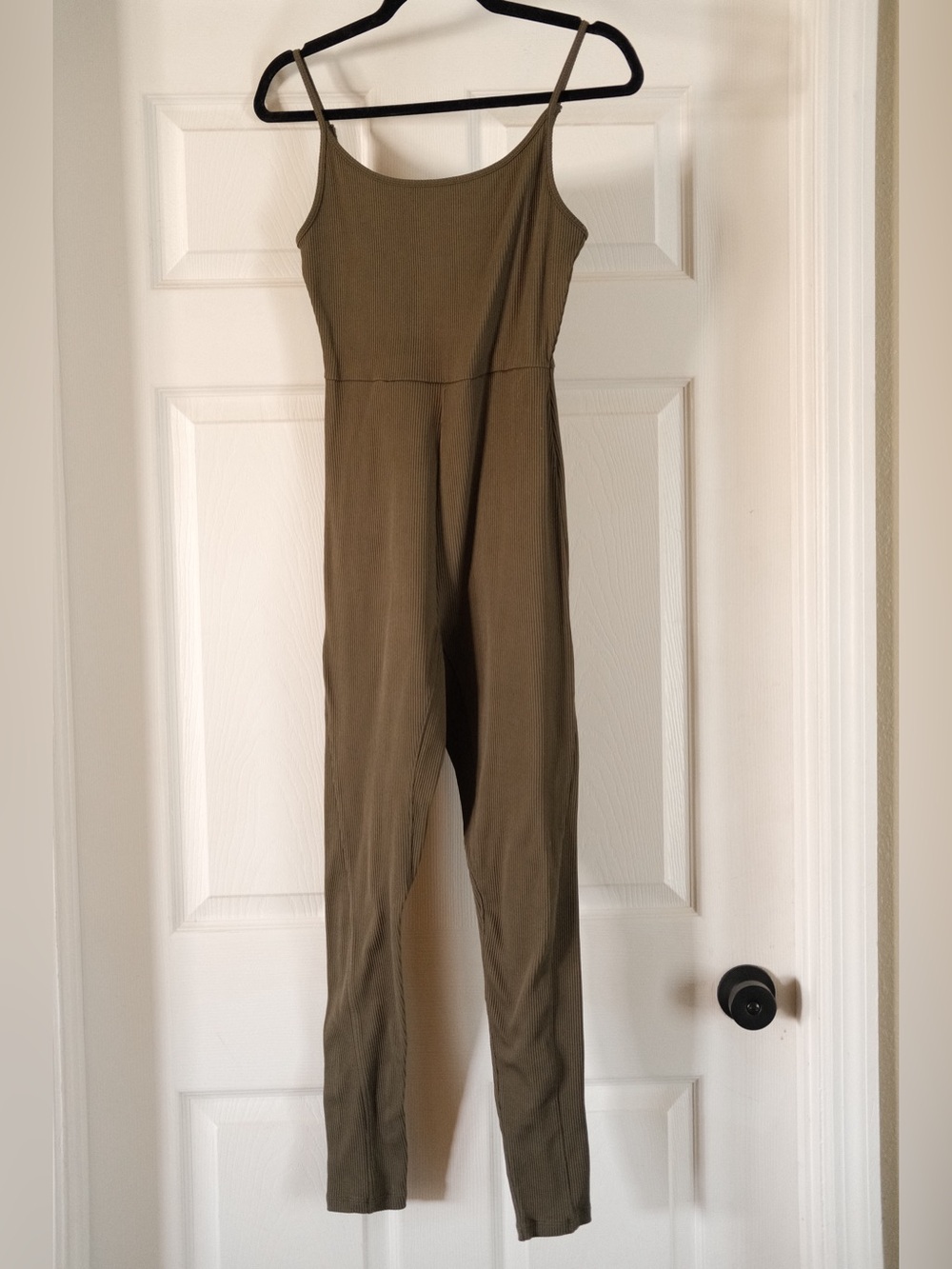 wild fable Olive Ribbed Spaghetti-Strap Jumpsuit